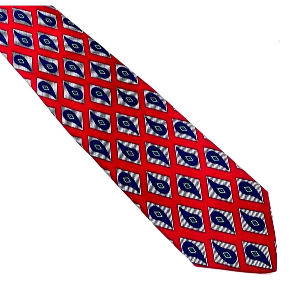 Robert Talbott Vintage Tie Paisley Teardrop Diamond Hand Sewn Red Preppy Career